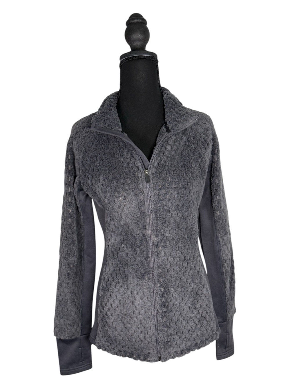 Karissa & Me Womens S Gray Plush Fleece Full Zip Jacket Thumbholes